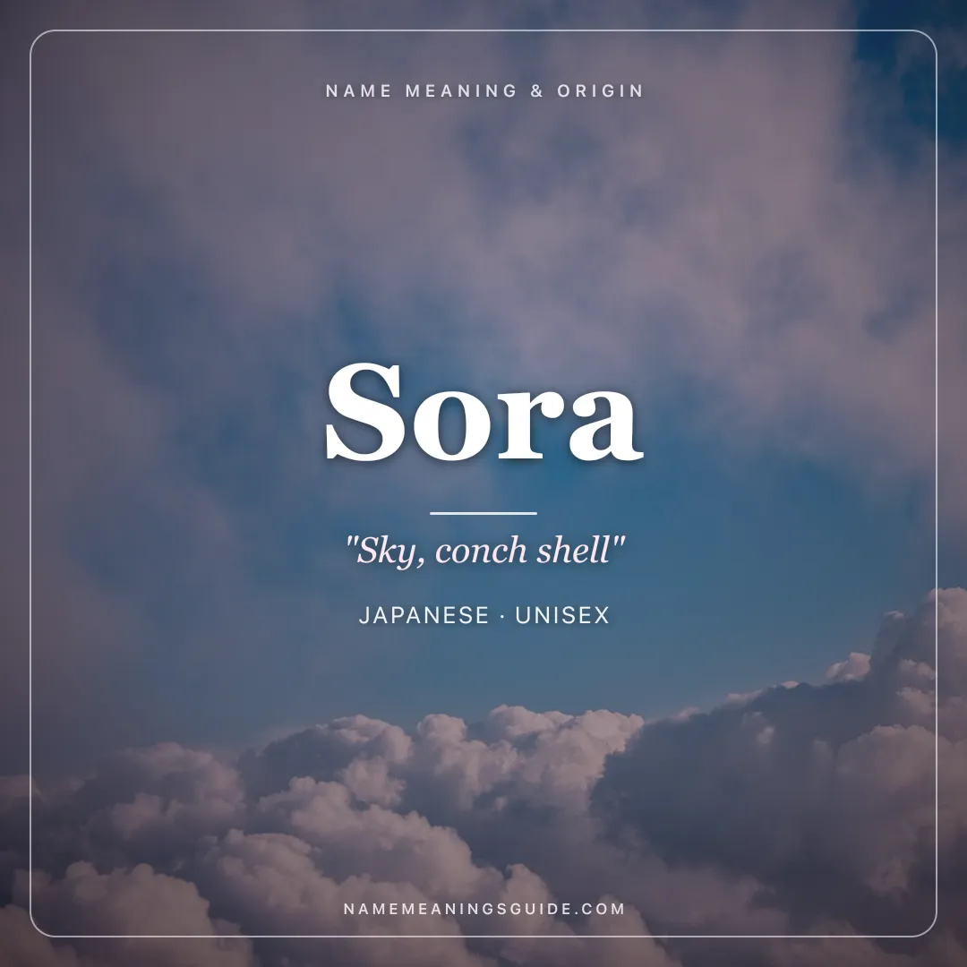 Sora name meaning "Sky, conch shell" - Japanese unisex name share card | NameMeanings