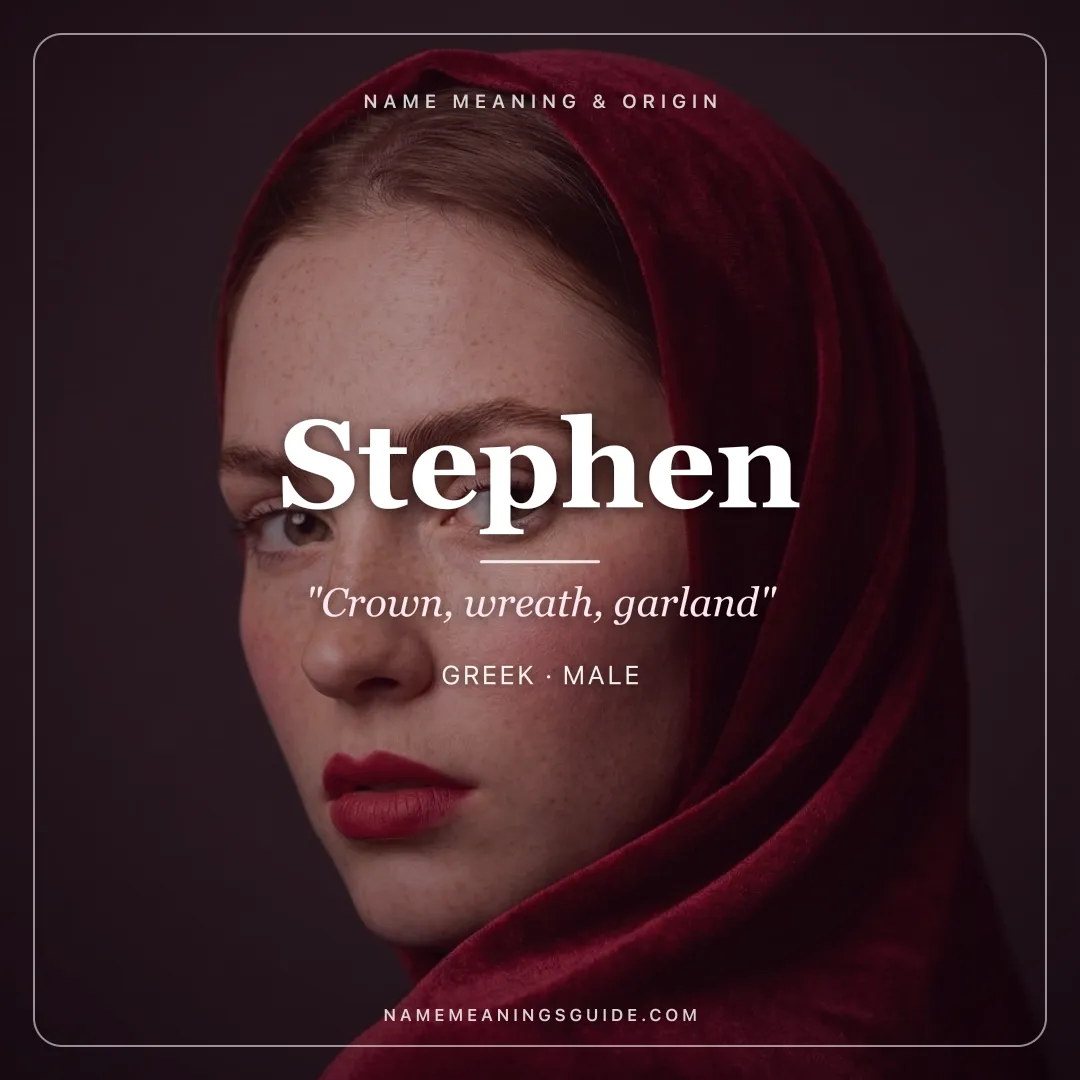 Stephen name meaning "Crown, wreath, garland" - Greek male name share card | NameMeanings