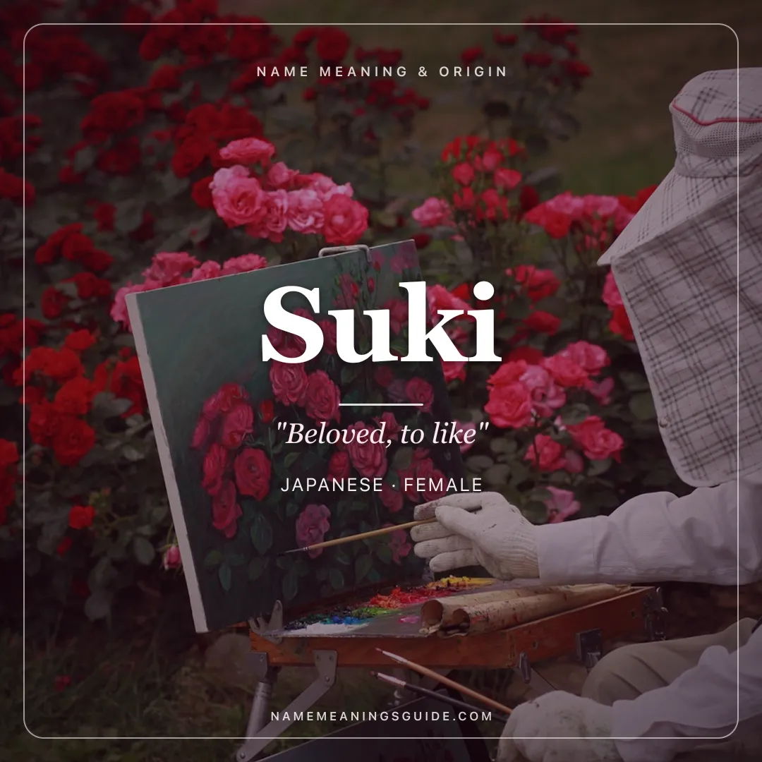 Suki name meaning "Beloved, to like" - Japanese female name share card | NameMeanings