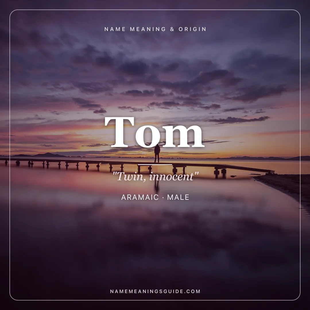 Tom name meaning "Twin, innocent" - Aramaic male name share card | NameMeanings