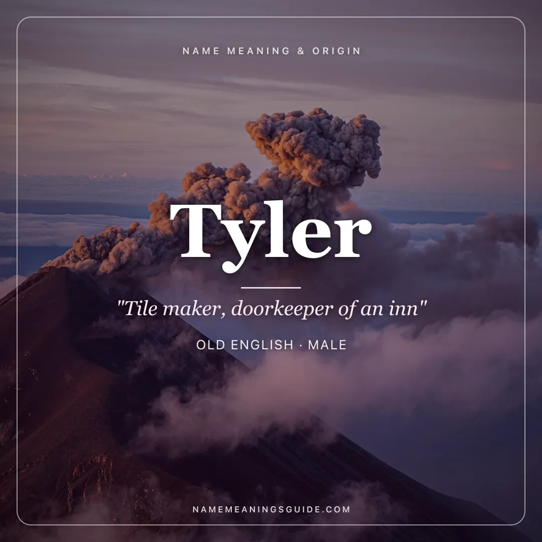 Tyler name meaning "Tile maker, doorkeeper of an inn" - Old English male name share card | NameMeanings