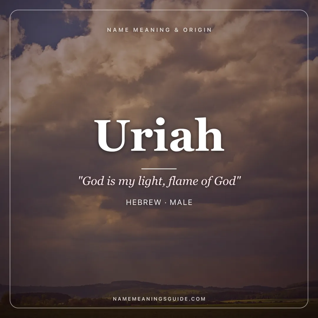 Uriah name meaning "God is my light, flame of God" - Hebrew male name share card | NameMeanings
