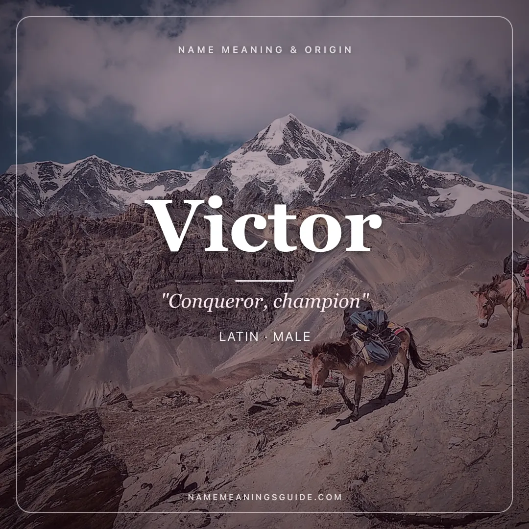 Victor name meaning "Conqueror, champion" - Latin male name share card | NameMeanings