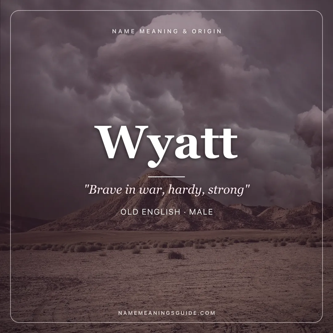 Wyatt name meaning "Brave in war, hardy, strong" - Old English male name share card | NameMeanings