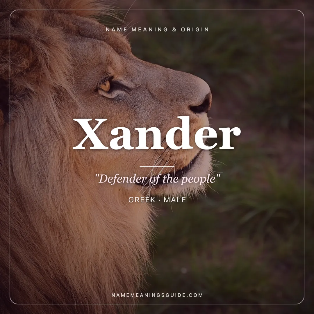 Xander name meaning "Defender of the people" - Greek male name share card | NameMeanings